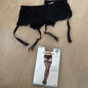 Black garter and stockings La Vie En Rose